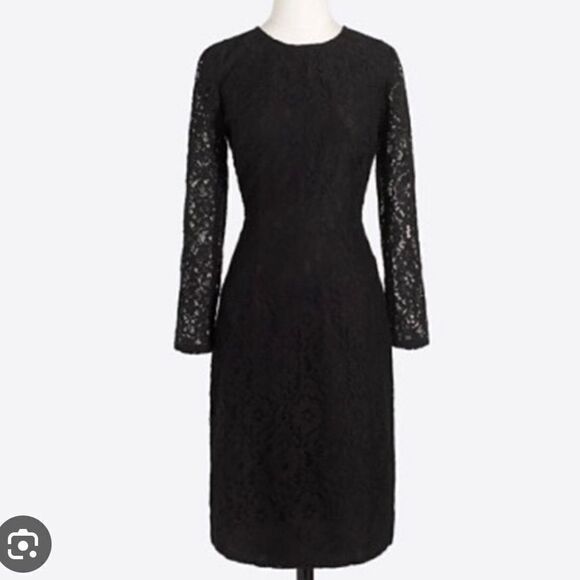 J.crew black lace crewneck dress size 6 - Picture 2 of 11